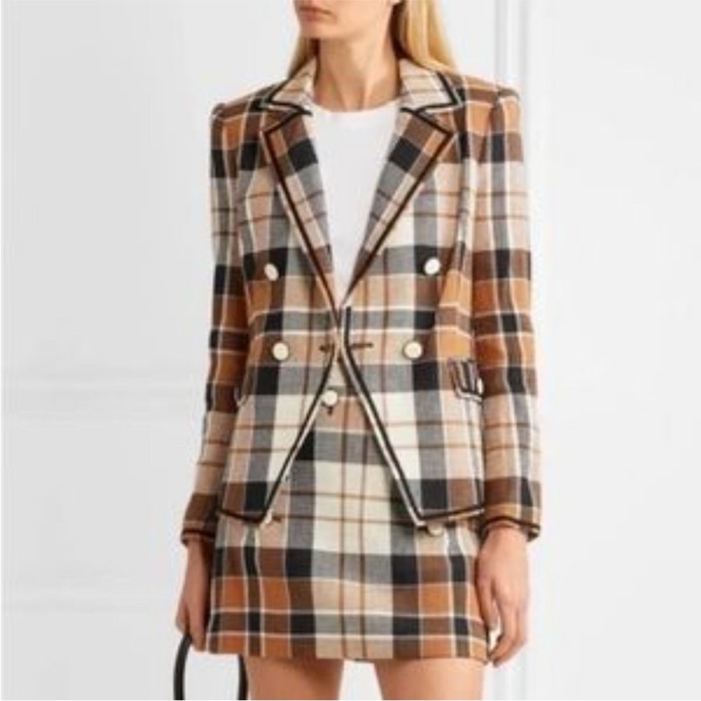 $698 Veronica Beard Utah plaid jacket blazer gorgeous luxe fabric white button 4 - Picture 13 of 15